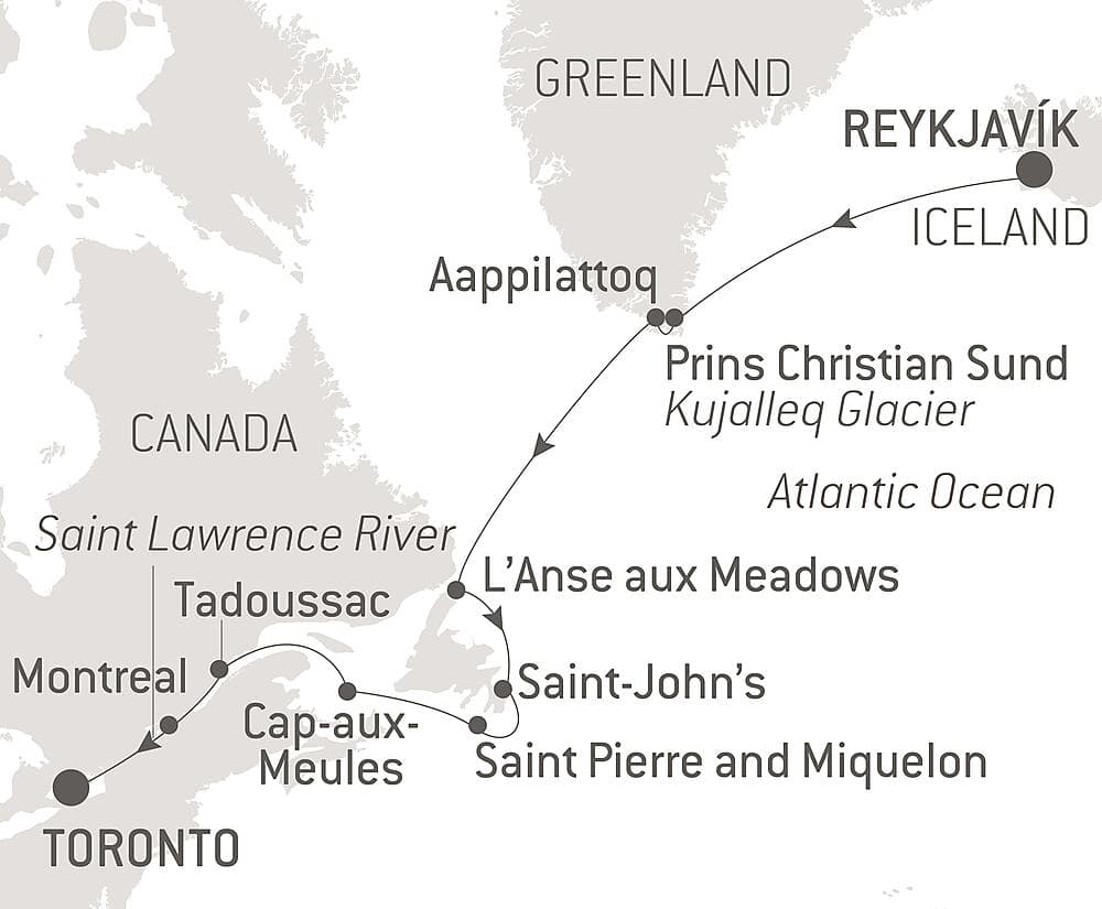 Exploration from Greenland to Canada via Saint Pierre and Miquelon