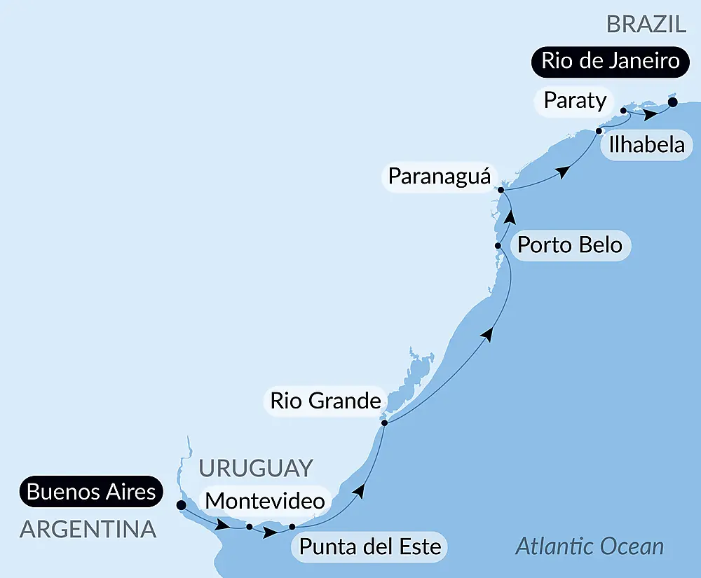 Emblematic South American shores and cities